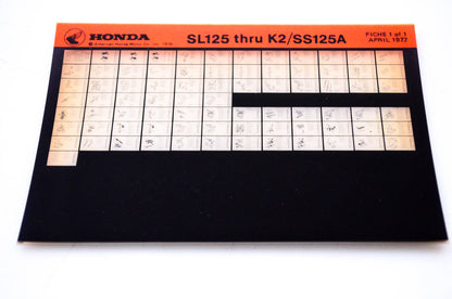OEM Honda SL125 - K2/SS125A 1977/April '77 Parts Catalog Microfiche