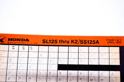 OEM Honda SL125 - K2/SS125A 1977/April '77 Parts Catalog Microfiche