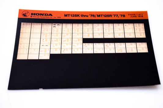 OEM Honda MT125K - '76/MT125R - '77, '78 1978/June '76 - '78 Parts Catalog Microfiche