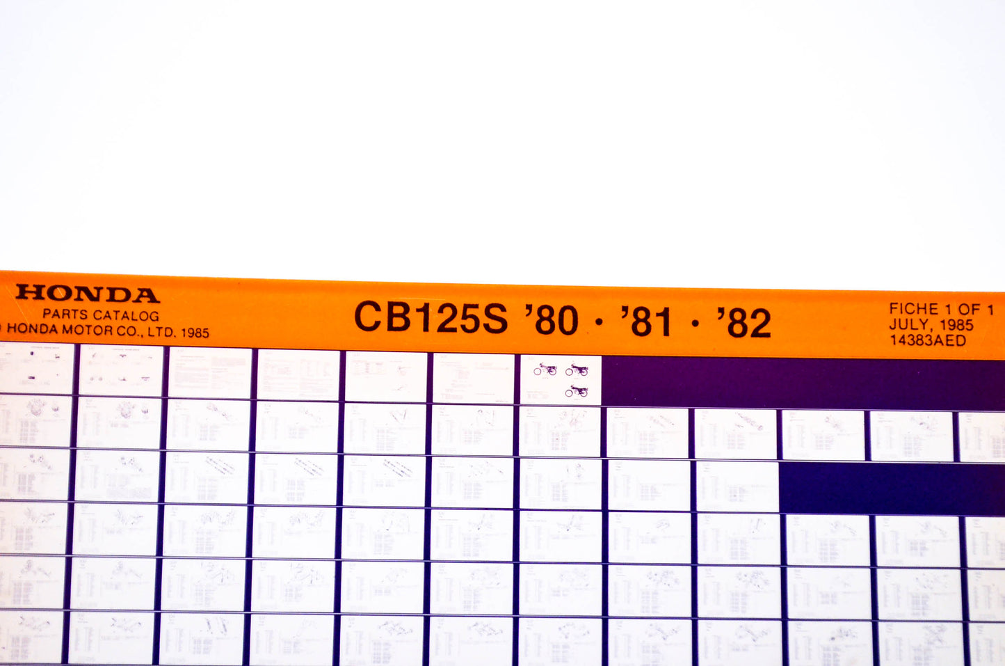 OEM Honda CB125S 1985/July '80 - '82 Parts Catalog Microfiche