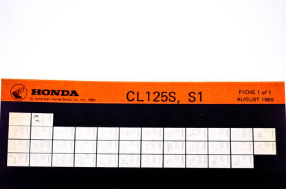 OEM Honda CL 125S, S1 1980/August '80 Parts Catalog Microfiche