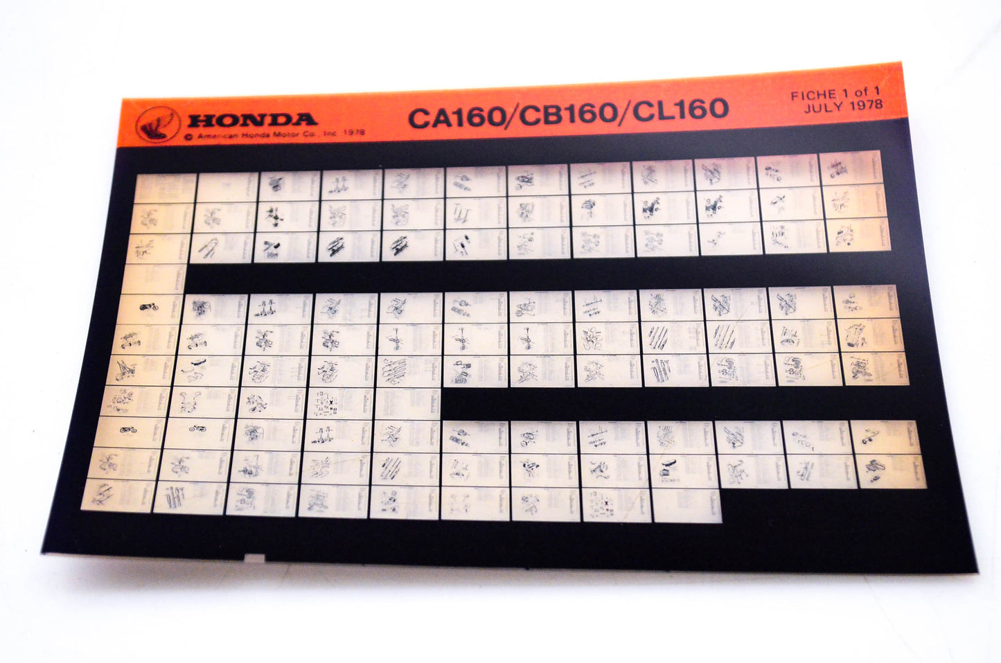 OEM Honda CA160/CB160/CL160 1978/July '80 Parts Catalog Microfiche