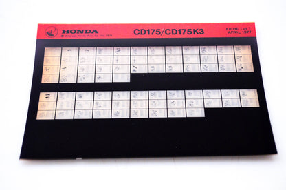 OEM Honda CD175/CD175K3 1977/April '77 Parts Catalog Microfiche