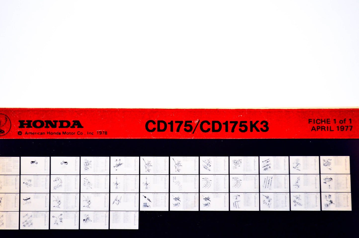 OEM Honda CD175/CD175K3 1977/April '77 Parts Catalog Microfiche