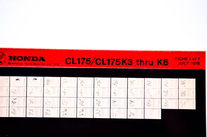 OEM Honda CL175/CL175K3 - K6 1978/July '78 Parts Catalog Microfiche
