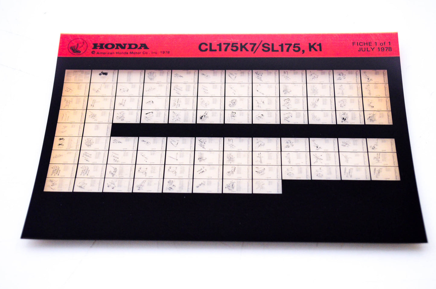 OEM Honda CL175K7/SL175, K1 1978/July '78 Parts Catalog Microfiche