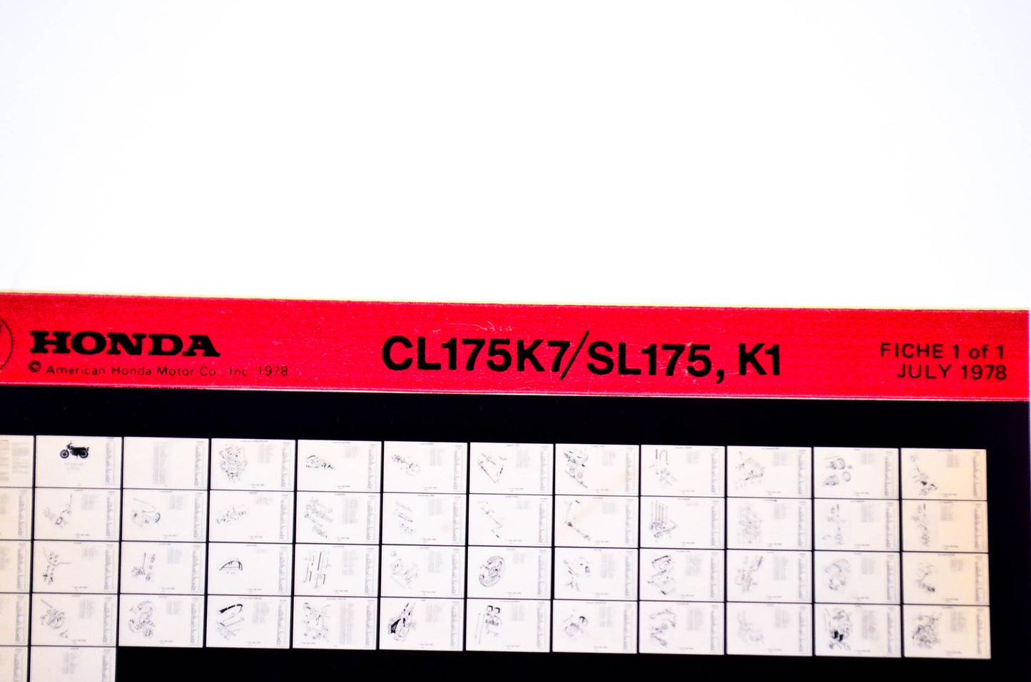 OEM Honda CL175K7/SL175, K1 1978/July '78 Parts Catalog Microfiche
