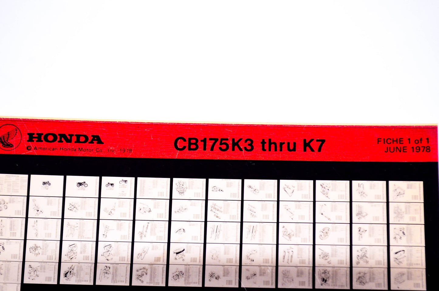 OEM Honda CB175K3 - K7 1978/June '78 Parts Catalog Microfiche