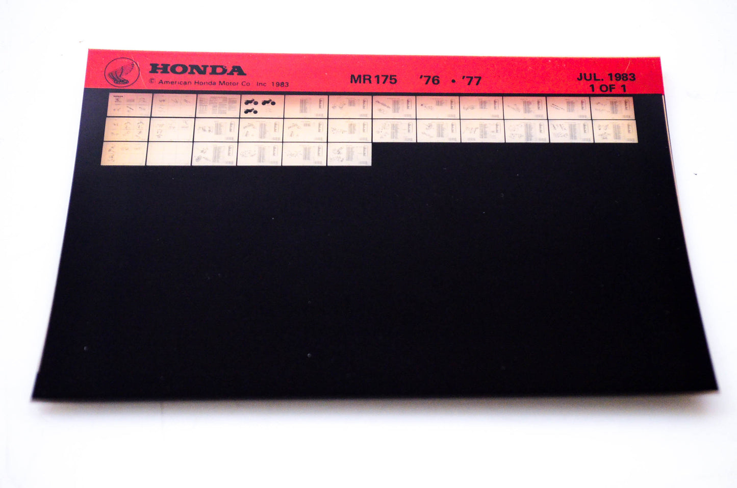 OEM Honda MR175 1983/July '76 - '77 Parts Catalog Microfiche