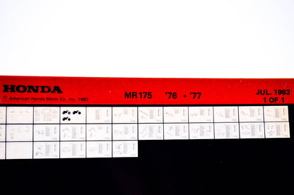 OEM Honda MR175 1983/July '76 - '77 Parts Catalog Microfiche