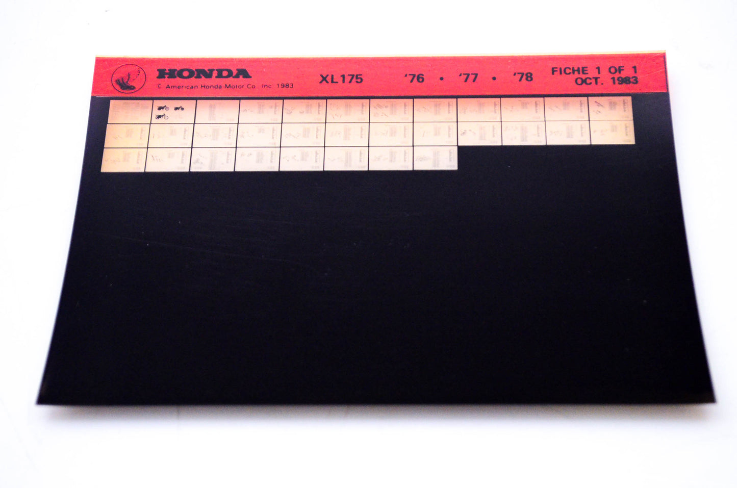 OEM Honda XL175 1983/October '76 - '78 Parts Catalog Microfiche