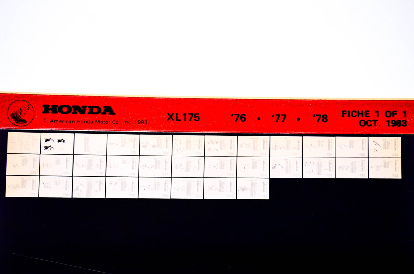 OEM Honda XL175 1983/October '76 - '78 Parts Catalog Microfiche