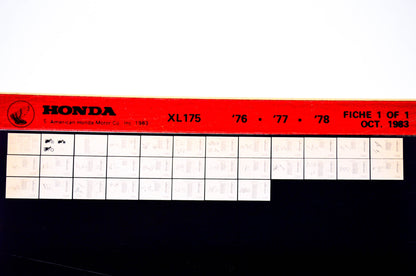 OEM Honda XL175 1983/October '76 - '78 Parts Catalog Microfiche