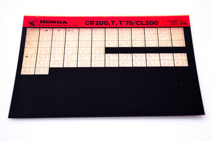 OEM Honda CB200, T, T'76/CL200 1978/July '78 Parts Catalog Microfiche