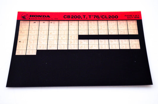 OEM Honda CB200, T, T'76/CL200 1978/July '78 Parts Catalog Microfiche