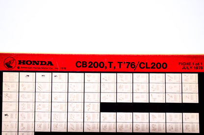 OEM Honda CB200, T, T'76/CL200 1978/July '78 Parts Catalog Microfiche