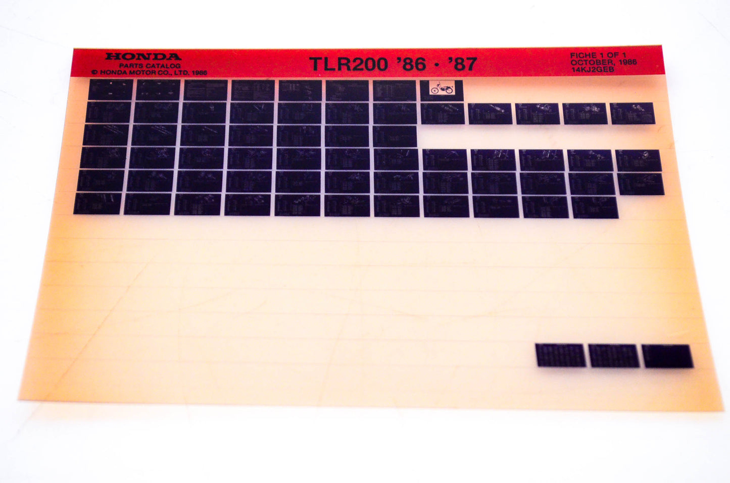 OEM Honda TLR200 1986/October '86 - '87 Parts Catalog Microfiche