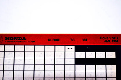 OEM Honda XL200R 1984/January '83 - '84 Parts Catalog Microfiche