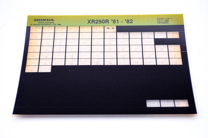 OEM Honda XR250R 1984/July '81 - '82 Parts Catalog Microfiche
