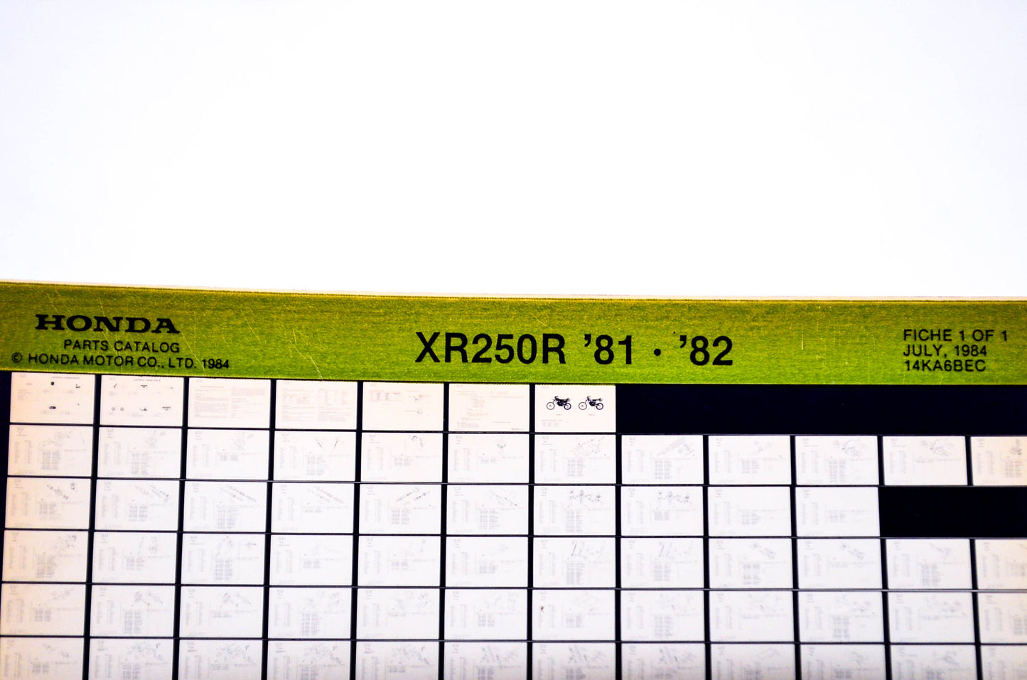 OEM Honda XR250R 1984/July '81 - '82 Parts Catalog Microfiche