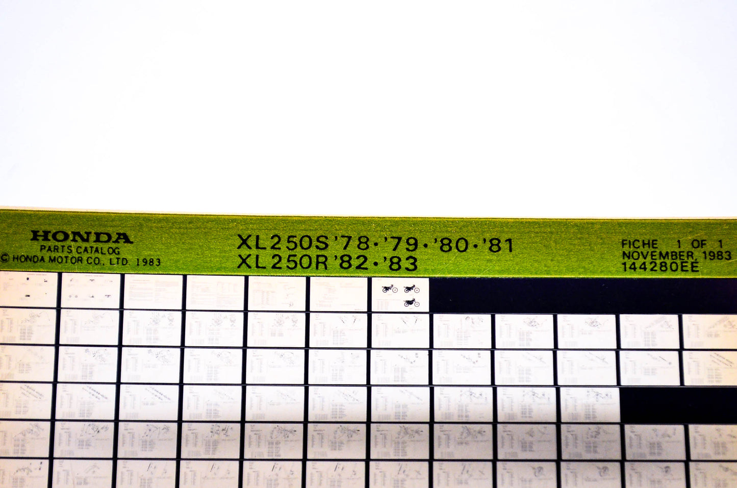 OEM Honda XL250S/XL250R 1983/November '78 - '83 Parts Catalog Microfiche