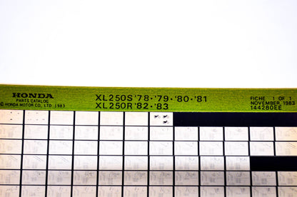 OEM Honda XL250S/XL250R 1983/November '78 - '83 Parts Catalog Microfiche