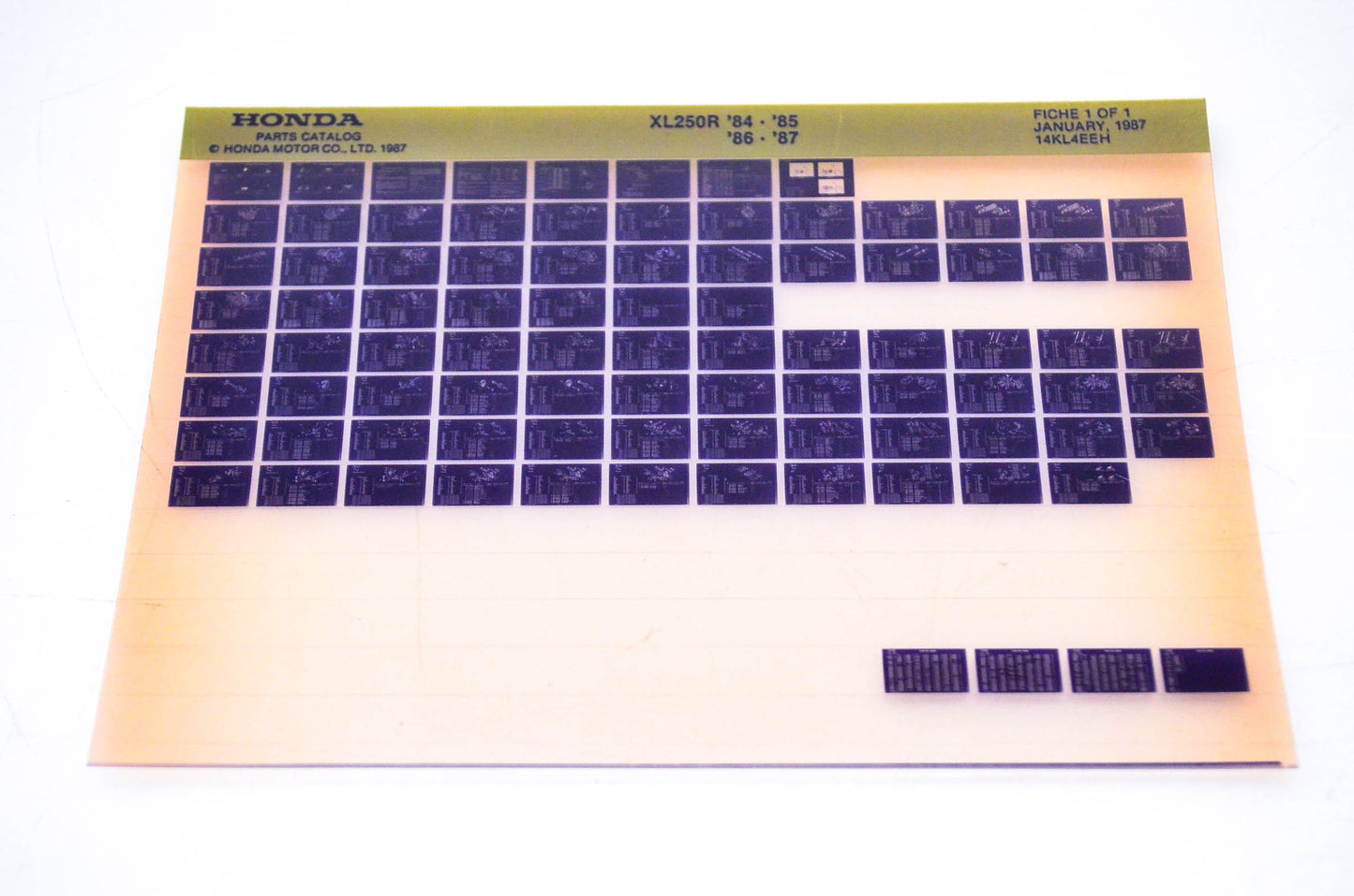 OEM Honda XL250R 1987/January '84 - '87 Parts Catalog Microfiche