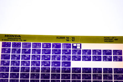 OEM Honda XL250R 1987/January '84 - '87 Parts Catalog Microfiche