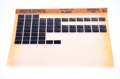 OEM Honda XL250K 1986/September '86 Motorsport 250 Parts Catalog Microfiche