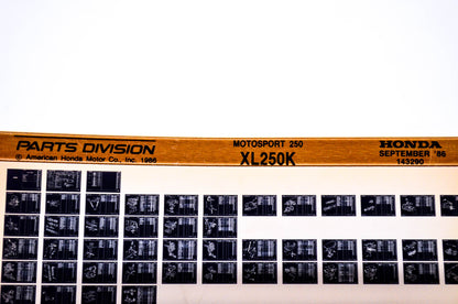 OEM Honda XL250K 1986/September '86 Motorsport 250 Parts Catalog Microfiche