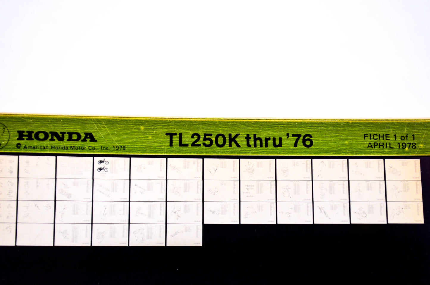 OEM Honda TL250K 1978/April '76 Parts Catalog Microfiche
