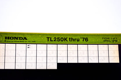 OEM Honda TL250K 1978/April '76 Parts Catalog Microfiche