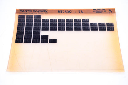 OEM Honda MT250K1 1986/September '76 Parts Catalog Microfiche