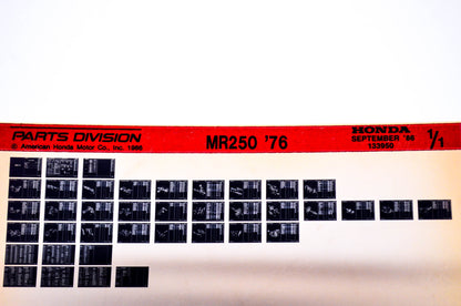 OEM Honda MR250 1986/September '76 Parts Catalog Microfiche