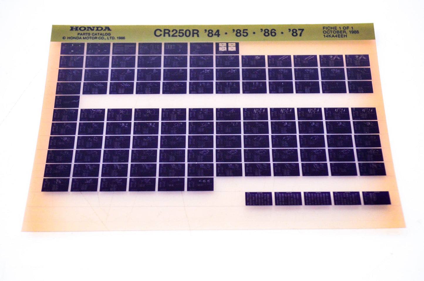 OEM Honda CR250R 1986/October '84 - '87 Parts Catalog Microfiche