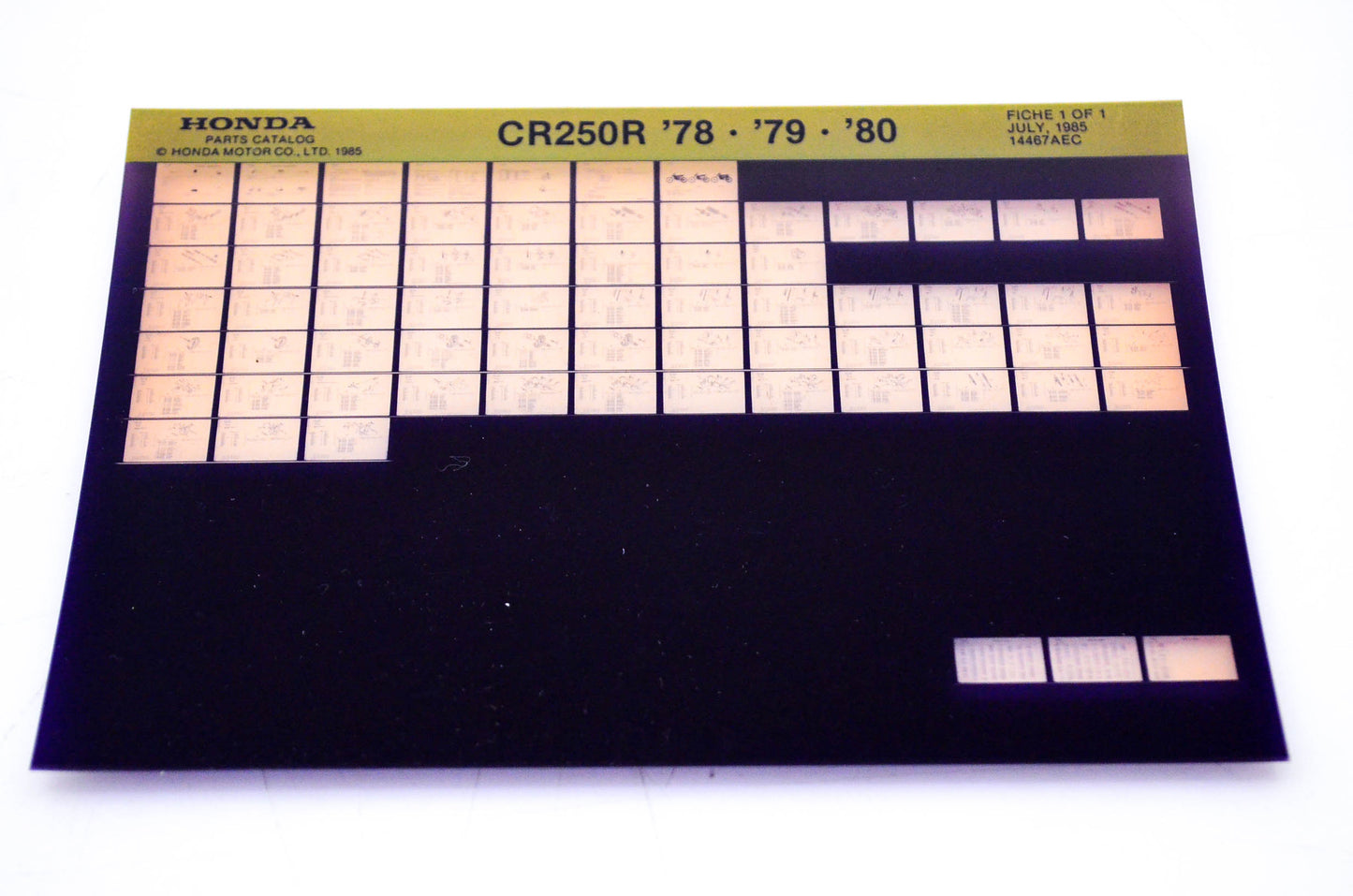OEM Honda CR250 R 1985/July '78 - '80 Parts Catalog Microfiche
