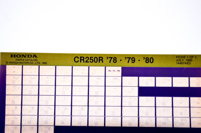 OEM Honda CR250 R 1985/July '78 - '80 Parts Catalog Microfiche