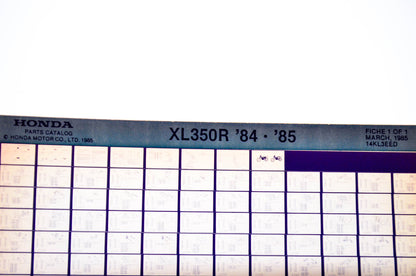 OEM Honda XL350R 1985/March '84 - '85 Parts Catalog Microfiche