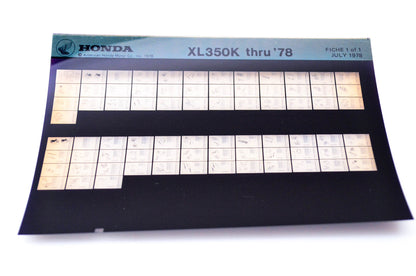 OEM Honda XL350K 1978/July '78 Parts Catalog Microfiche