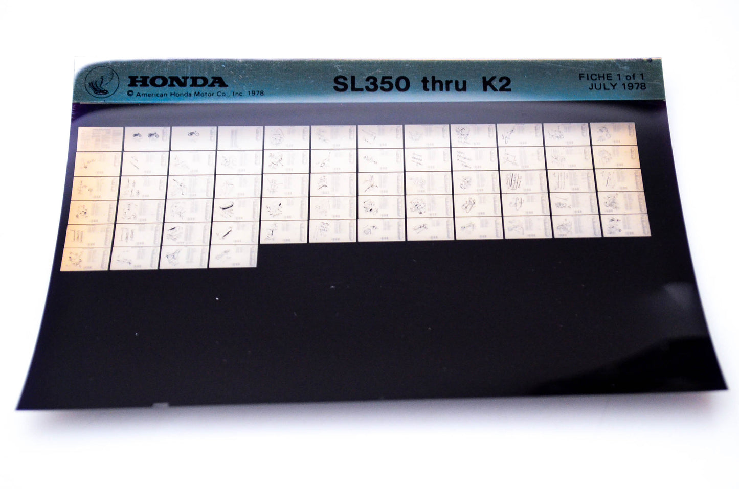 OEM Honda SL350 - K2 1978/July '78 Parts Catalog Microfiche