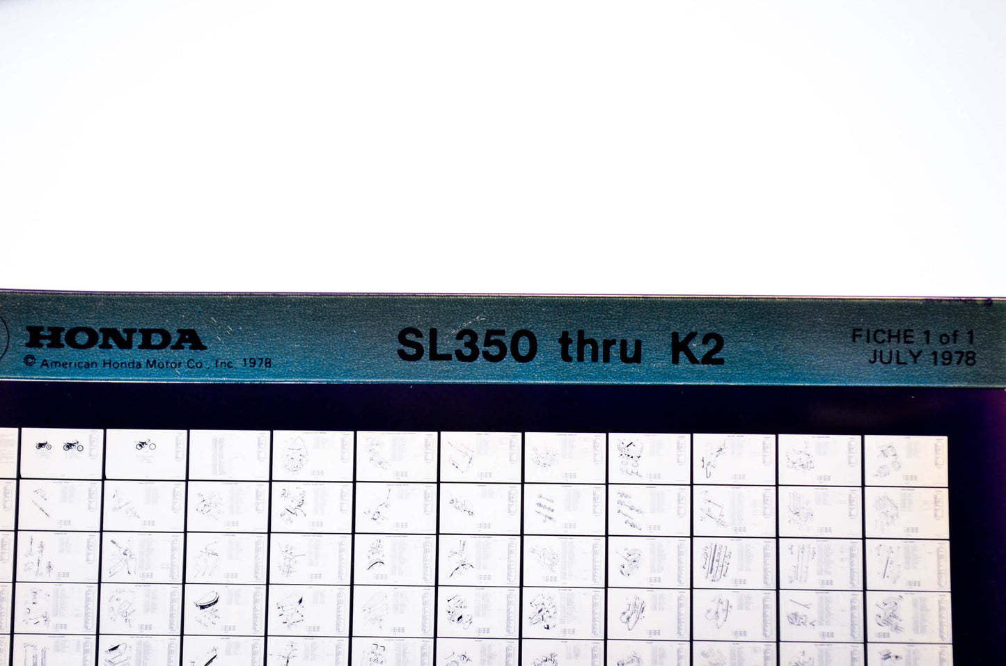 OEM Honda SL350 - K2 1978/July '78 Parts Catalog Microfiche