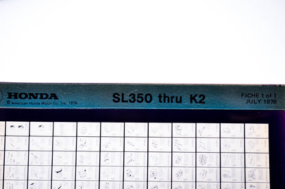 OEM Honda SL350 - K2 1978/July '78 Parts Catalog Microfiche