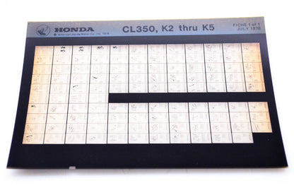 OEM Honda CL350, K2 - K5 1978/July '78 Parts Catalog Microfiche