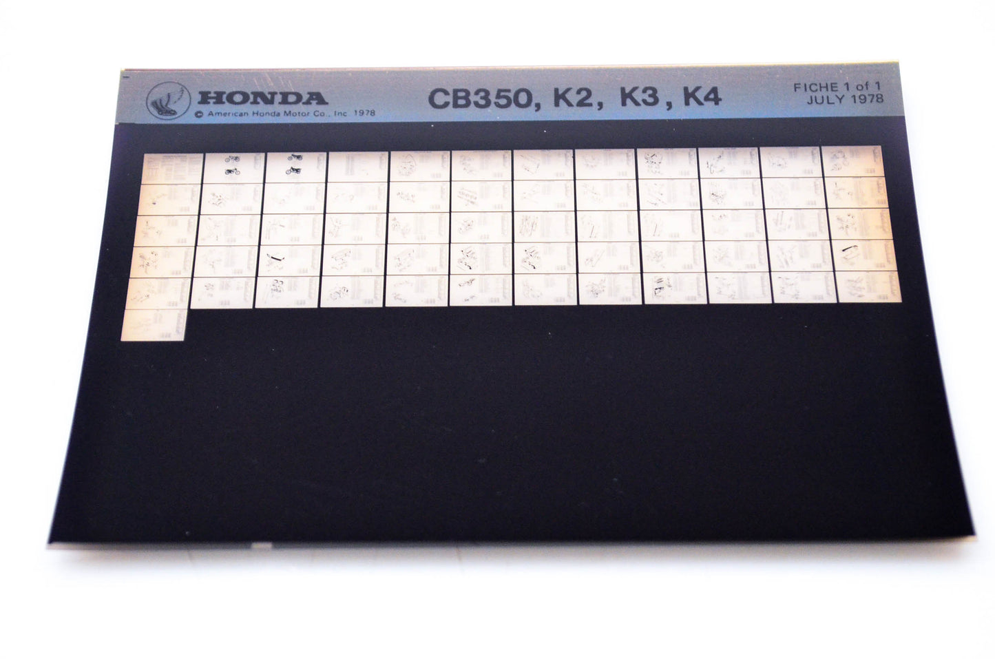 OEM Honda CB350, K2, K3, K4 1978/July '78 Parts Catalog Microfiche