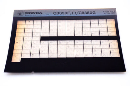 OEM Honda CB350F, F1/CB350G 1977/April '77 Parts Catalog Microfiche