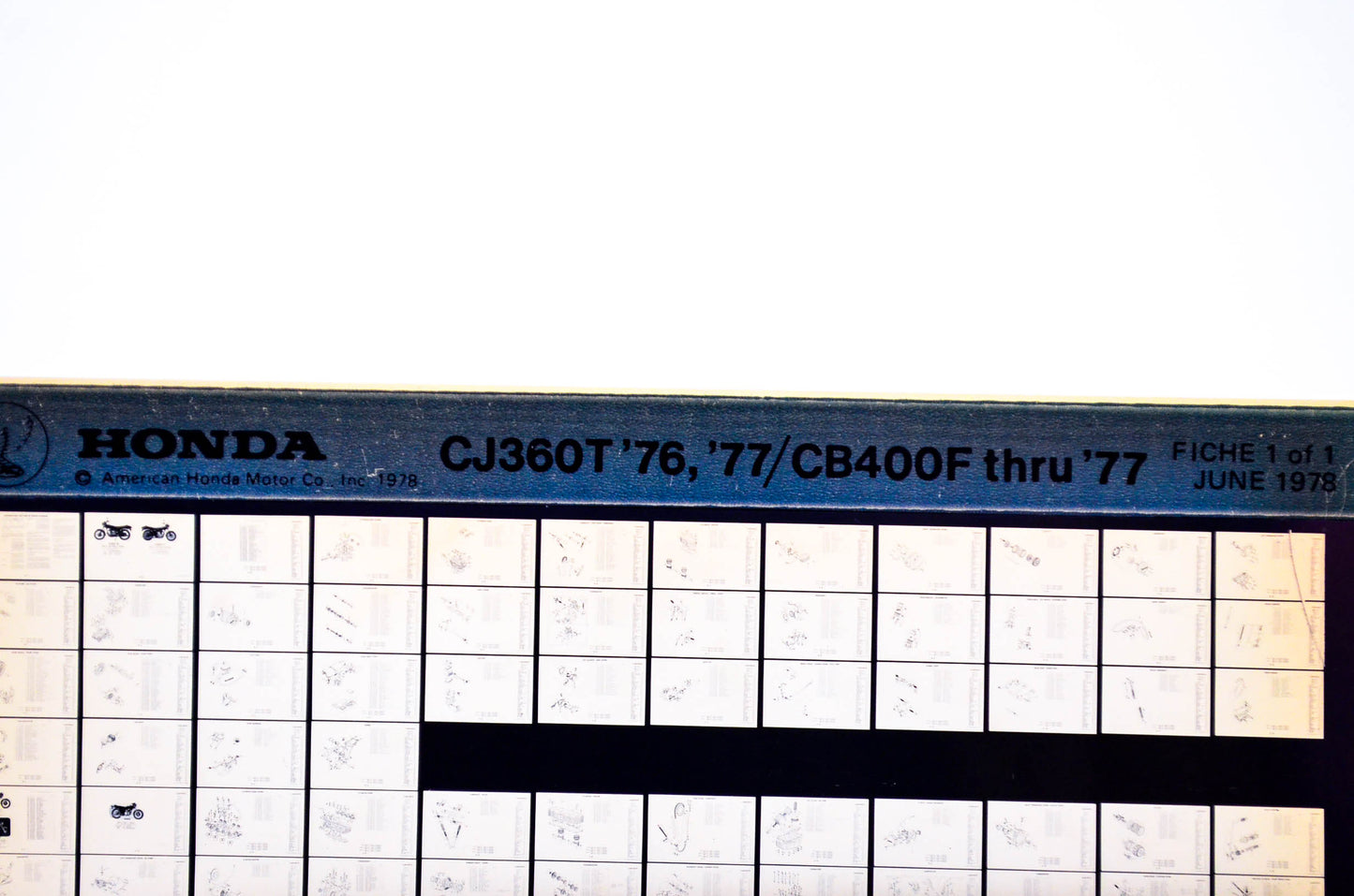 OEM Honda CJ360T'76, '77/CB400F 1978/June '76 - '77 Parts Catalog Microfiche