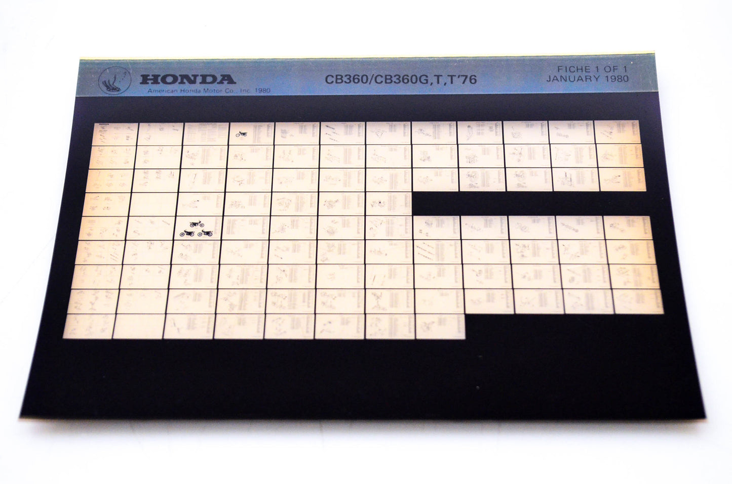 OEM Honda CB360/CB360G,T,T'76 1980/January '76 Parts Catalog Microfiche