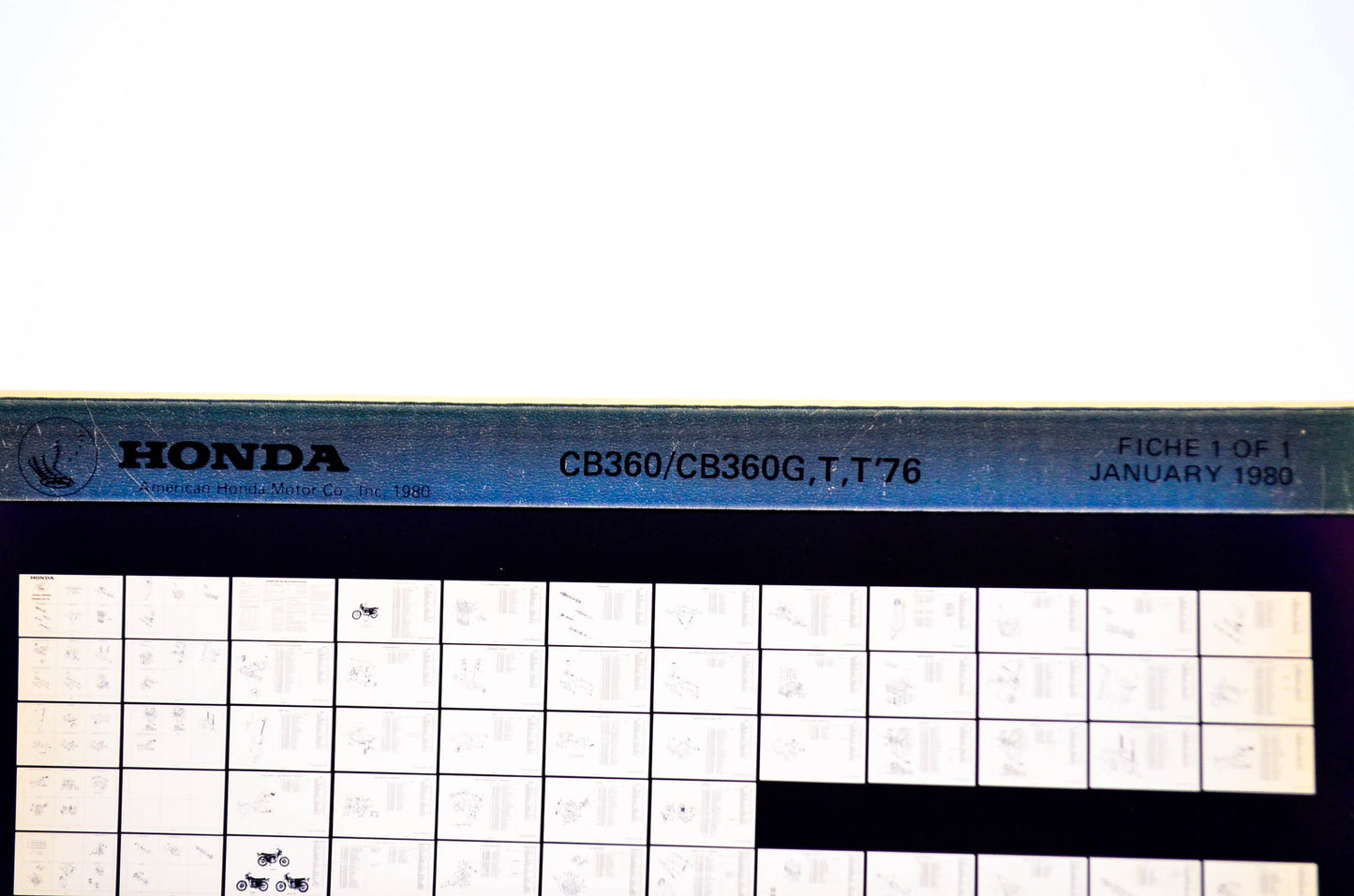 OEM Honda CB360/CB360G,T,T'76 1980/January '76 Parts Catalog Microfiche