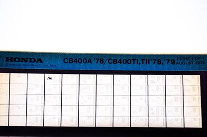 OEM Honda CB400A '78/CB400TI,TII'78,'79 1979/August '78 - '79 Parts Catalog Microfiche