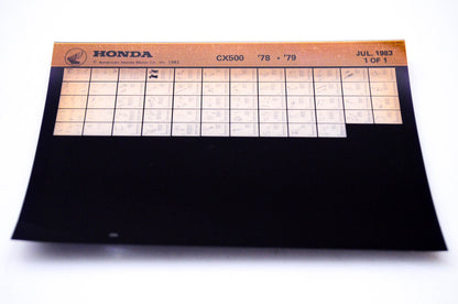OEM Honda CX500 1983/July '78 - '79 Parts Catalog Microfiche